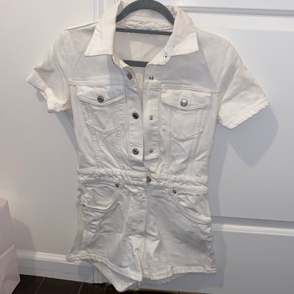Zara white denim romper